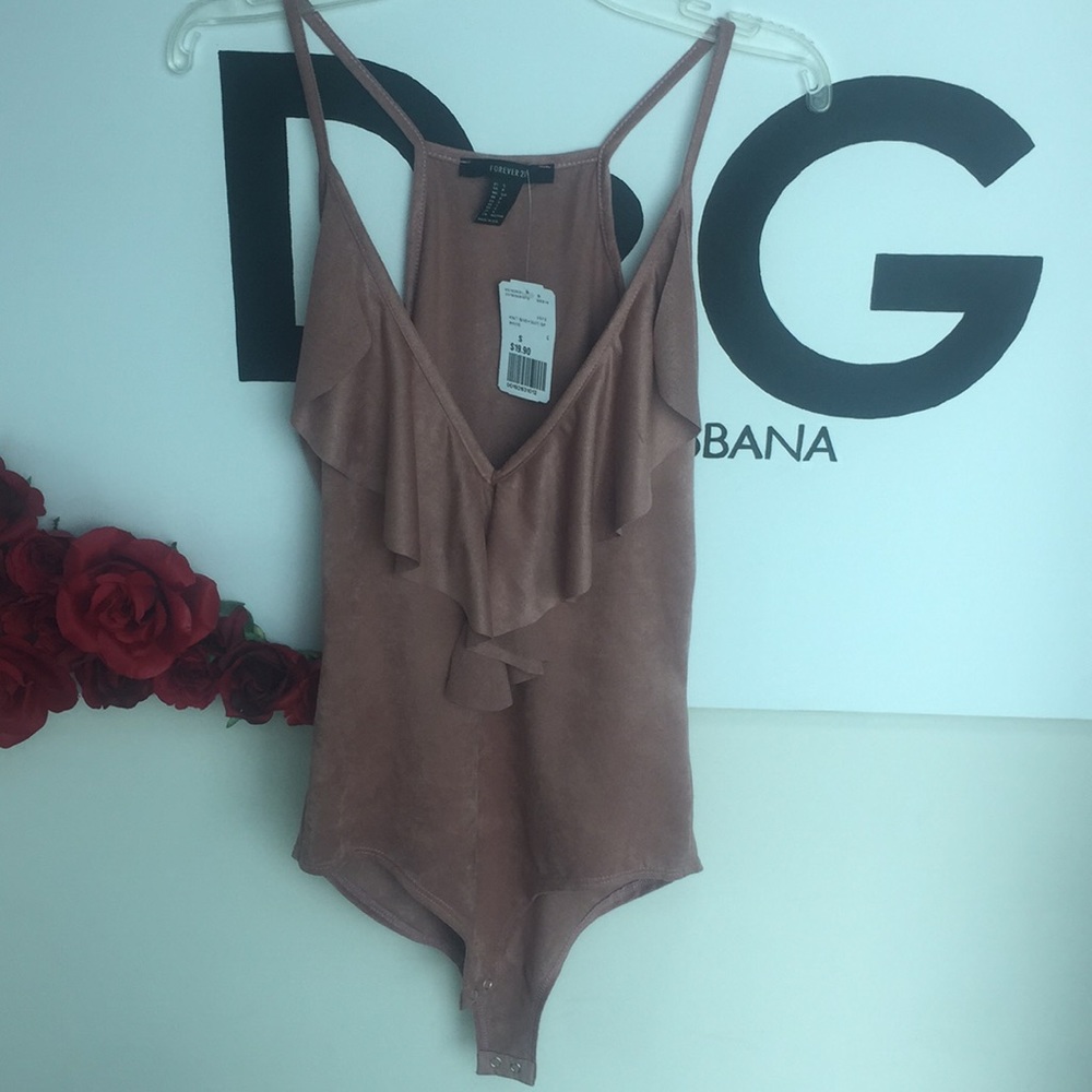 BNWT Suede-like F21 Ruffle Bodysuit